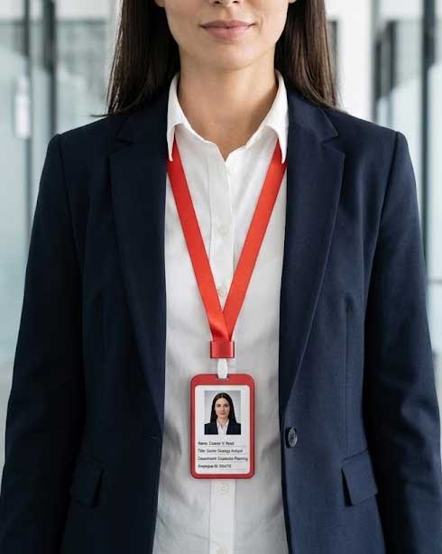 JSMSH Vertical ID Card Holder with Lanyard & Reel